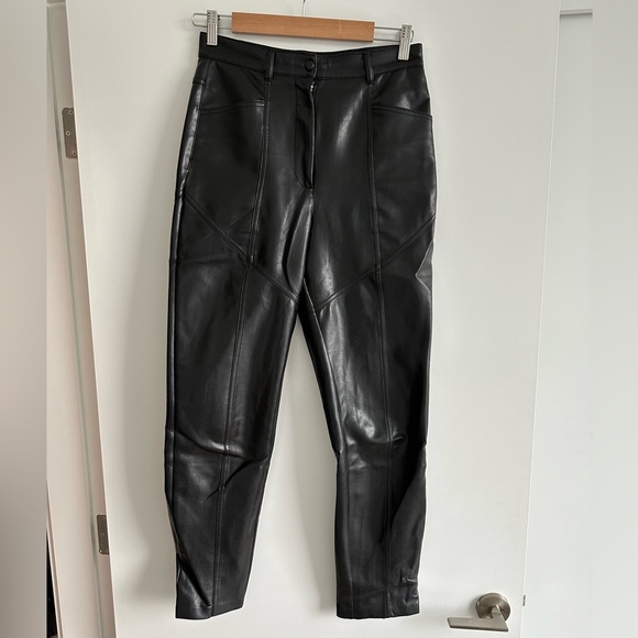 Wilfred by Aritzia black vegan leather pants, high waisted, zipper fly. - Picture 1 of 2